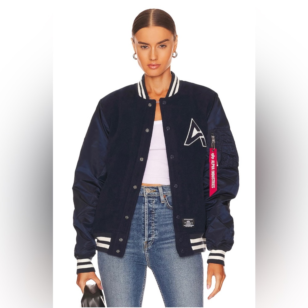 BRAND NEW W/ TAGS! MA-1 Wool Varsity Jacket in Replica Blue by Alpha Industries